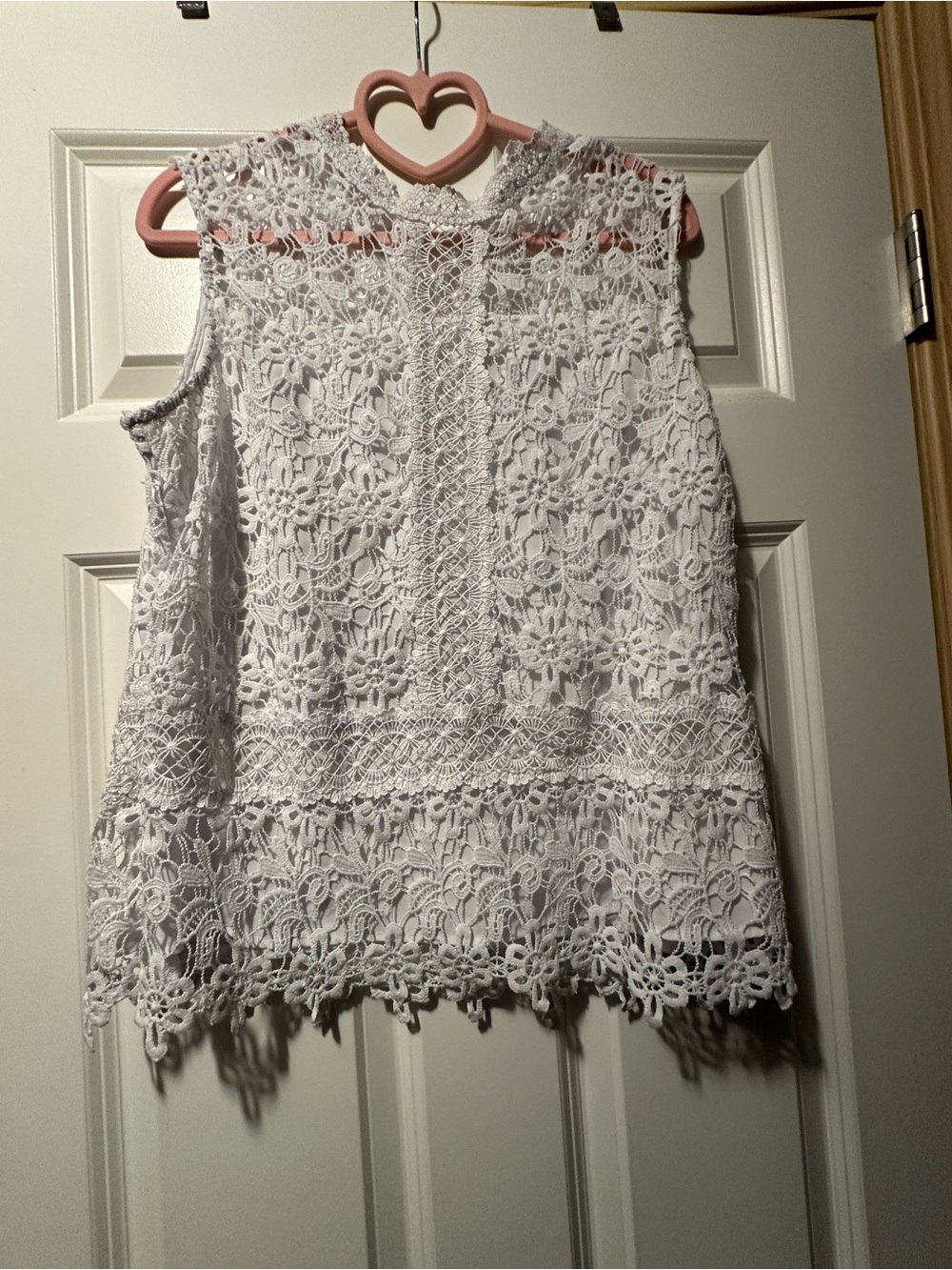 Crochet Lace Sleeveless Top - White